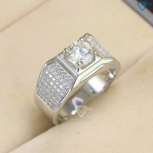 Nhẫn bạc nam cao cấp đính kim cương Moissanite 7.0mm  NNAM0107