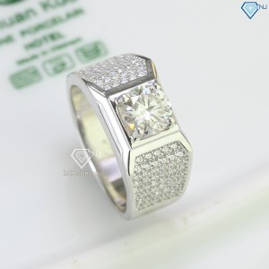 Nhẫn bạc nam cao cấp đính kim cương Moissanite 7.0mm  NNAM0107