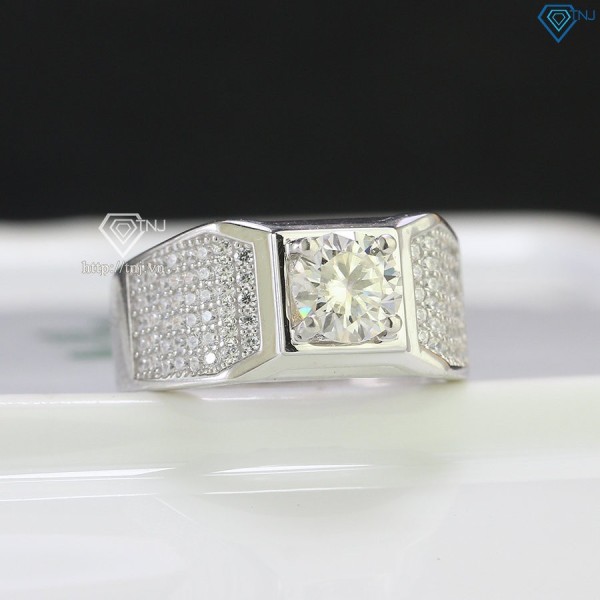 Nhẫn bạc nam cao cấp đính kim cương Moissanite 7.0mm  NNAM0107