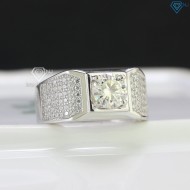 Nhẫn bạc nam cao cấp đính kim cương Moissanite 7.0mm  NNAM0107