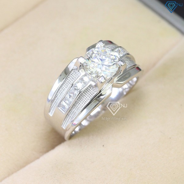 Nhẫn nam Moissanite đính kim cương 7.5mm - Kiểm định GRA NNAM0109