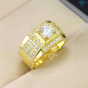 Nhẫn nam xi vàng tây đính kim cương Moissanite đẹp 6.5mm NNAM0111