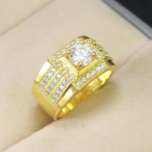 Nhẫn nam xi vàng tây đính kim cương nhân tạo Moissanite đẹp 6.5mm - Kiểm định GRA NNAM0111