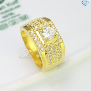 Nhẫn nam xi vàng tây đính kim cương Moissanite đẹp 6.5mm NNAM0111