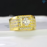 Nhẫn nam xi vàng tây đính kim cương Moissanite đẹp 6.5mm NNAM0111