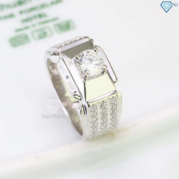 Nhẫn bạc nam đính kim cương Moissanite 6.0mm - Kiểm định GRA NNAM0113