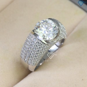 Nhẫn nam 925 bạc đính kim cương Moissanite 10mm NNAM0114