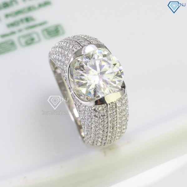 Nhẫn nam 925 bạc đính kim cương Moissanite 10mm NNAM0114