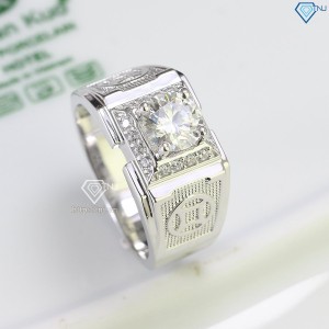 Nhẫn bạc nam kim tiền đính kim cương Moissanite 7.0mm NNAM0115