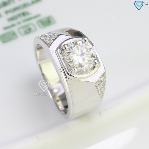 Nhẫn bạc nam đơn giản đính kim cương Moissanite 8.0mm NNAM0117