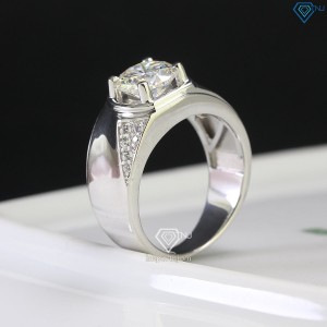 Nhẫn bạc nam đơn giản đính kim cương Moissanite 8.0mm NNAM0117