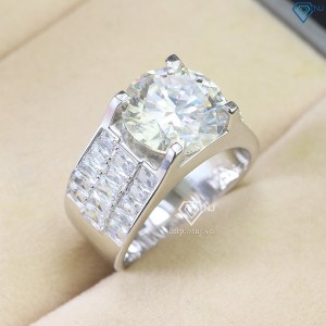 Nhẫn nam 925 cao cấp đính kim cương Moissanite 12mm NNAM0118