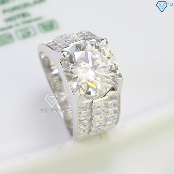 Nhẫn nam 925 cao cấp đính kim cương Moissanite 12mm NNAM0118