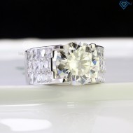 Nhẫn nam 925 cao cấp đính kim cương Moissanite 12mm NNAM0118