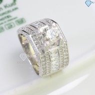 Nhẫn nam bạc cao cấp đính đá chủ kim cương Moissanite 7.5mm NNAM0119