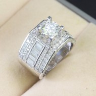 Nhẫn nam bạc cao cấp đính đá chủ kim cương Moissanite 7.5mm - Kiểm định GRA NNAM0119