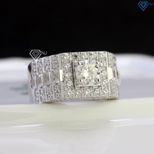 Nhẫn Moissanite nam đính kim cương 6.0mm - Kiểm định GRA NNAM0124