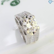 Nhẫn nam 925 bạc đính kim cương Moissanite 10mm NNAM0128
