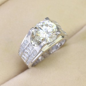 Nhẫn nam 925 bạc đính kim cương Moissanite 10mm - Kiểm định GRA NNAM0128