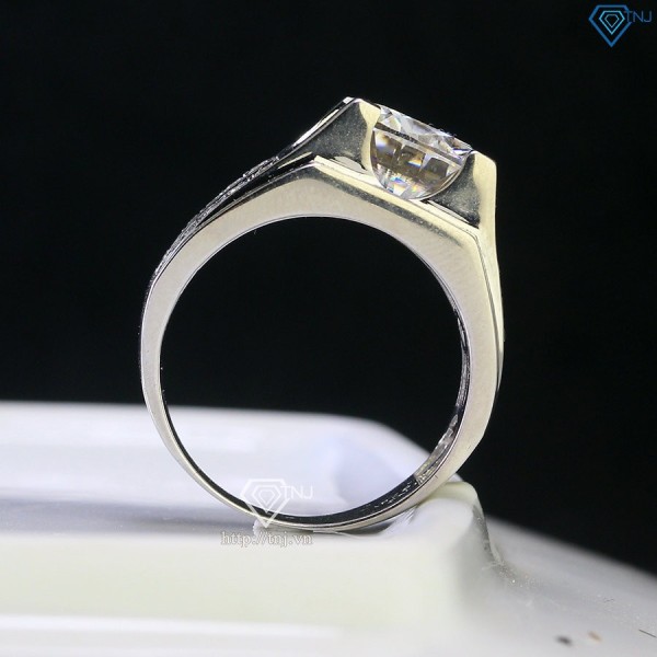 Nhẫn nam 925 bạc đính kim cương Moissanite 10mm NNAM0128