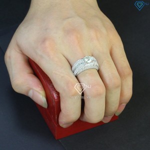 Nhẫn nam đính full kim cương Moissanite đẹp 6.5mm NNAM0129