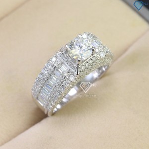 Nhẫn nam đính full kim cương Moissanite đẹp 6.5mm NNAM0129