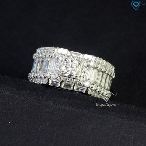 Nhẫn bạc nam cao cấp đính full kim cương Moissanite rẻ 5.0mm NNAM0130