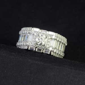 Nhẫn bạc nam cao cấp đính full kim cương Moissanite rẻ 5.0mm - Kiểm định GRA NNAM0130
