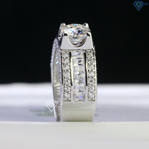 Nhẫn bạc nam đẹp đính kim cương Moissanite 7.0mm NNAM0132