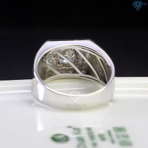 Nhẫn bạc nam kim tiền đính kim cương Moissanite 7.0mm NNAM0133