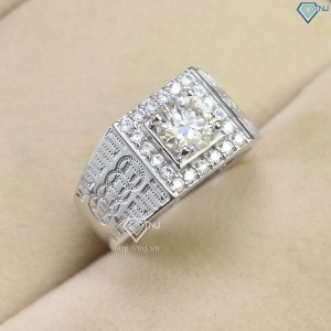 Nhẫn bạc nam kim tiền đính kim cương Moissanite 7.0mm NNAM0133