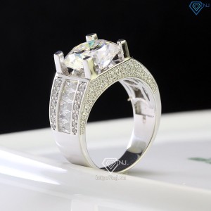 Nhẫn nam bạc cao cấp đính kim cương Moissanite 11mm NNAM0136