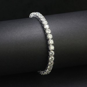 Lắc tay bạc nam Tennis đính full kim cương Moissanite 5mm - Kiểm định GRA LTAM0005