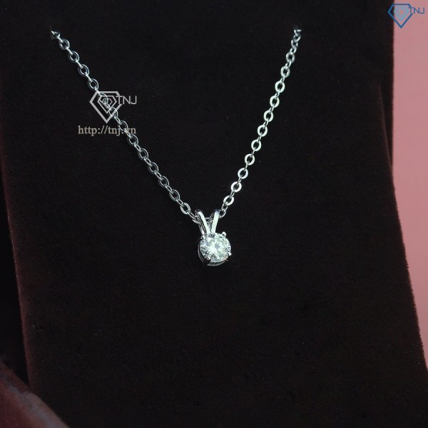 Dây chuyền nữ đính kim cương Moissanite 5.0mm dây xích xi kim DCNM0037
