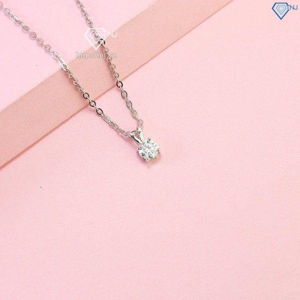 Dây chuyền nữ đính kim cương Moissanite 5.0mm dây xích xi kim DCNM0037