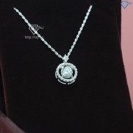 Dây chuyền nữ mặt tròn đính kim cương Moissanite 6.5mm DCNM0039