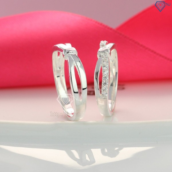 Nhẫn đôi bạc nhẫn cặp bạc đẹp họa tiết vô cực ND0408