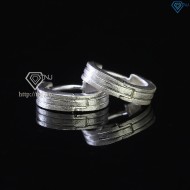 Bông tai bạc nam khoen tròn nhám BTA0105 - Trang Sức TNJ