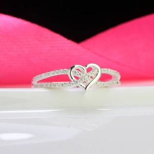 Nhẫn bạc nữ hình trái tim đính đá NN0454