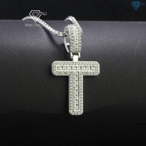 Dây chuyền bạc nam mặt chữ cái theo yêu cầu đính đá cao cấp DCA0140