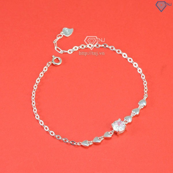Lắc tay bạc nữ hình trái tim đính đá LTN0403 - Trang Sức TNJ