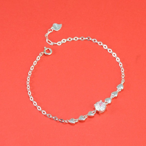 Lắc tay bạc nữ hình trái tim đính đá LTN0403