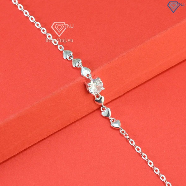 Lắc tay bạc nữ hình trái tim đính đá LTN0403 - Trang Sức TNJ
