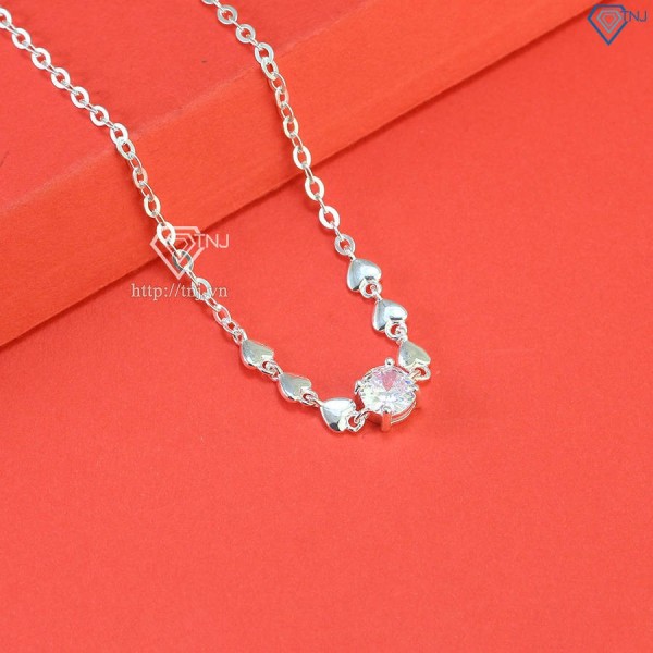 Lắc tay bạc nữ hình trái tim đính đá LTN0403 - Trang Sức TNJ
