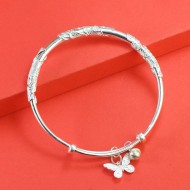Lắc tay bạc nữ dạng kiềng con bướm có chuông LTN0412