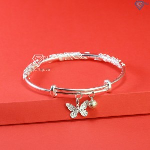 Lắc tay bạc nữ dạng kiềng con bướm có chuông LTN0412