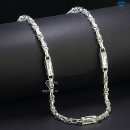 Dây chuyền bạc nam mắt xích vuông hoạ tiết con báo DCK0142
