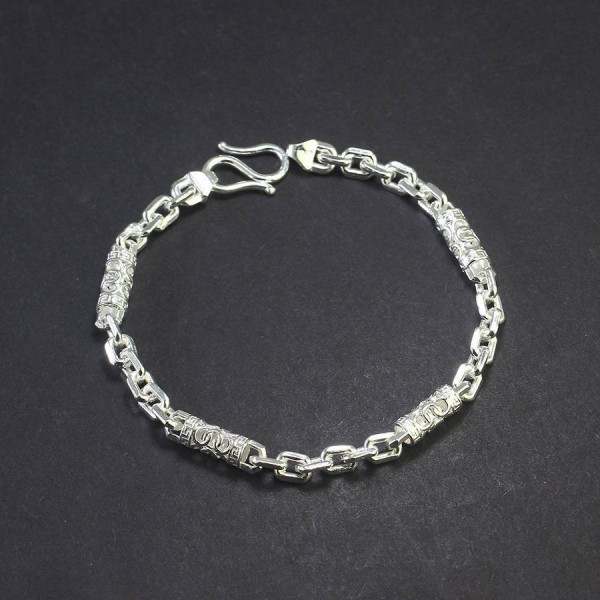 Lắc tay bạc nam hoạ tiết đốt trúc đẹp LTA0156