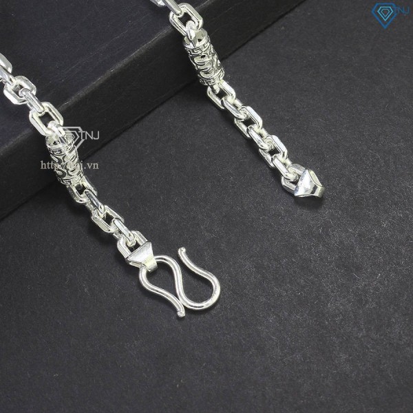 Lắc tay bạc nam hoạ tiết đốt trúc đẹp LTA0156