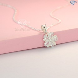 Dây chuyền bạc nữ mặt họa tiết bông hoa đính đá đẹp DCN0420